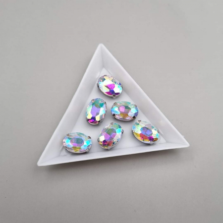Strasuri Rotunde si Ovale - Stras Oval Clear AB 10x14mm
