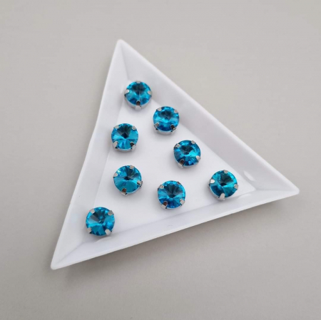 Strasuri Rotunde si Ovale - Stras rotund aquamarine 8mm