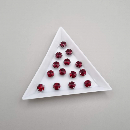 Strasuri in montura - Stras Rotund Rosu Inchis 6mm