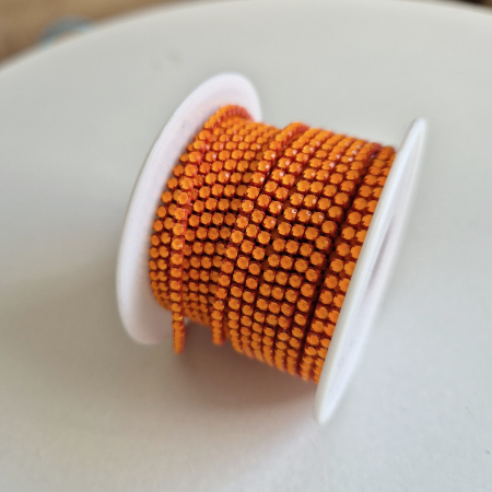 Portocaliu - Lant strasuri 2mm portocaliu neon