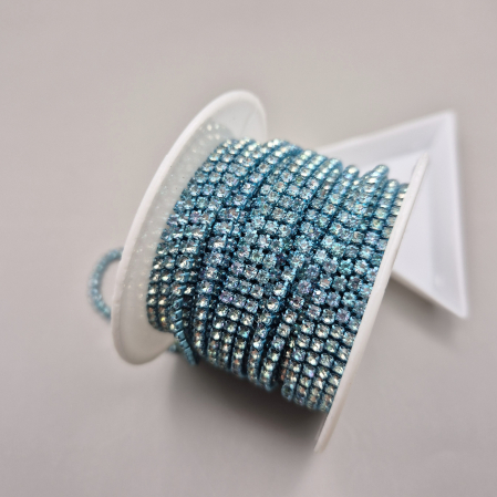 Albastru - Lant strasuri aquamarine volcano 2mm