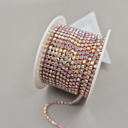 Clear/ Clear AB - Lant strasuri clear ab baza rose gold 2.5mm