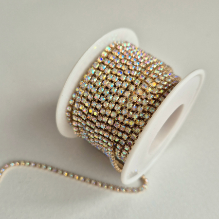 Clear/ Clear AB - Lant strasuri clear AB baza kc gold 2.5mm