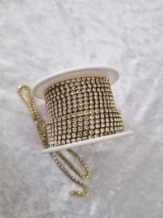 Clear/ Clear AB - Lant strasuri Clear - baza aurie 2.5mm