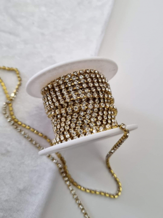 Clear/ Clear AB - Lant strasuri Clear - baza aurie 2.8mm