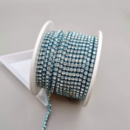 Clear/ Clear AB - Lant strasuri Clear - baza bleu 2.5mm