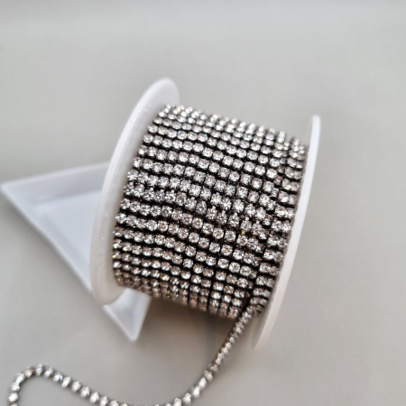 Clear/ Clear AB - Lant strasuri clear-baza grafit 2.5mm