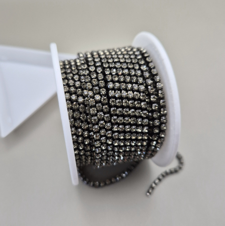 Gri/ Grafit - Lant strasuri grafit 2.5cm