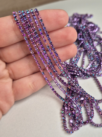 Mov/ violet - Lant strasuri mov multicolor 2.5mm