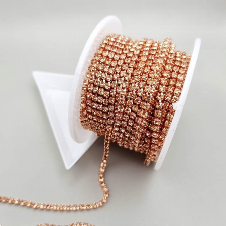 Sampanie - Lant strasuri Peach 2.5mm