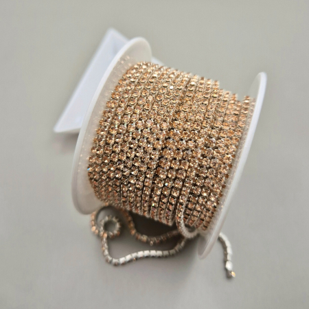 Ivoire - Lant strasuri peach 2mm/2.5mm