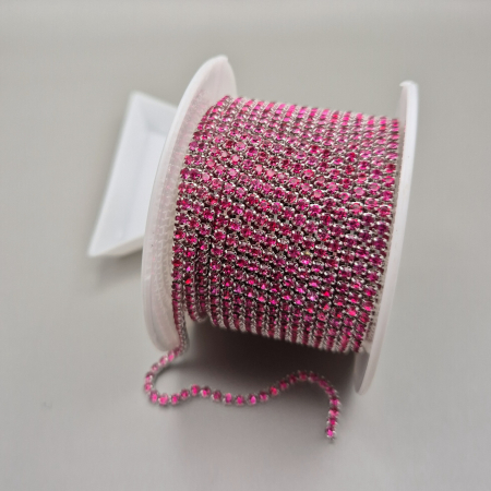 Roz - Lant strasuri rose 2mm/2.5mm
