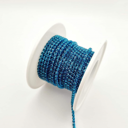 Albastru - Lant strasuri albastru turcoaz 2.5m
