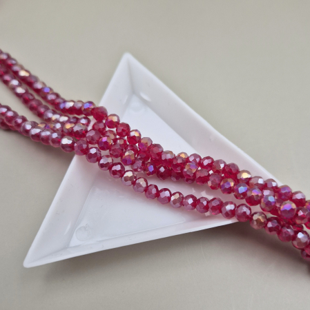 Fatetate 3x4mm - Margele 3x4mm fatetate rosu inchis AB