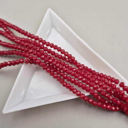 Fatetate 3x4mm - Margele 3x4mm fatetate rosu opac