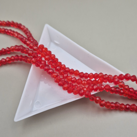 Fatetate 3x4mm - Margele 3x4mm fatetate Rosu transparent