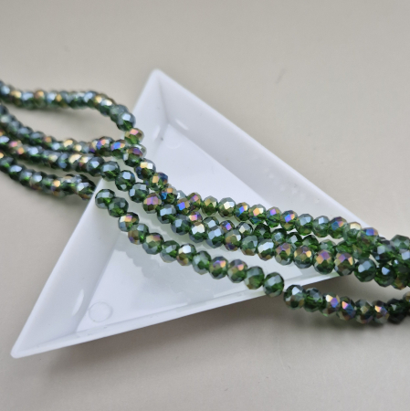 Verde/ Smarald - Margele 3x4mm fatetate verde olive AB