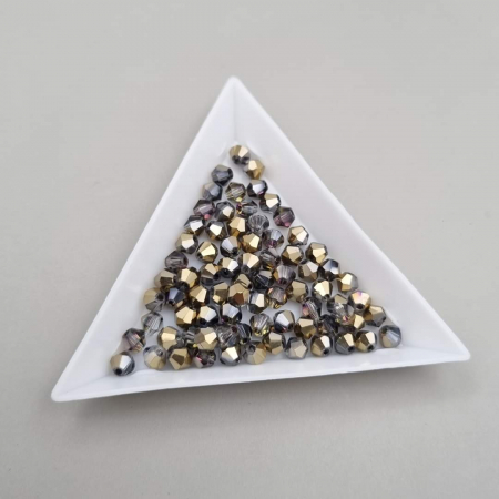 Gri/ Grafit - Margele Biconice Gri/ auriu 4mm