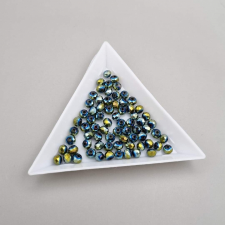 Margele - Margele fatetate Verde metalizat 3x4mm