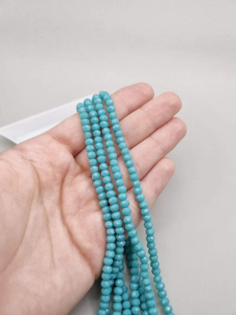 Margele - Margele fatetate Albastru turcoaz opac 3x4mm