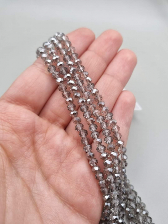 Gri/ Grafit - Margele fatetate Gri transparent 3x4mm