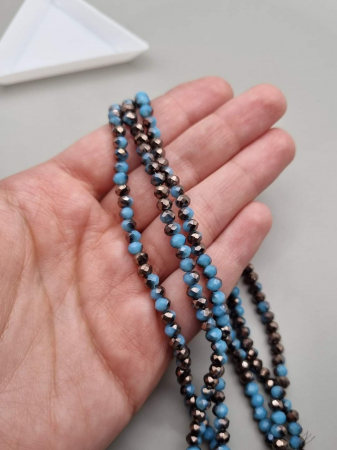 Margele - Margele fatetate Albastru/ Bronz 3x4mm