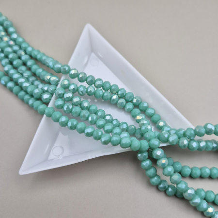 Verde/ Smarald - Margele fatetate 3x4mm verde turcoaz AB