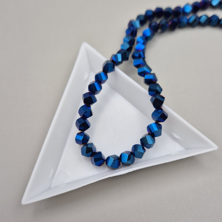 Alte forme - Margele fatetate 6mm albastru metalizat