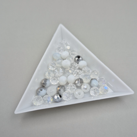 Alb - Margele fatetate 6x4mm mix alb