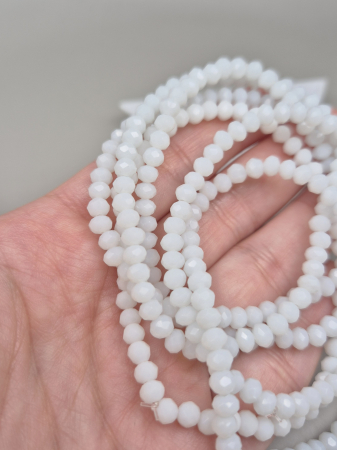 Alb - Margele fatetate Alb laptos opac 3x4mm