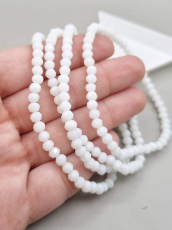 Fatetate 3x4mm - Margele fatetate Alb opac 3x4mm