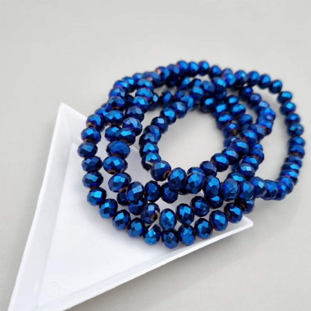 Fatetate 6x4mm - Margele fatetate Albastru metalizat 6x4mm