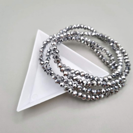 Argintiu - Margele fatetate Argintiu 3x4mm