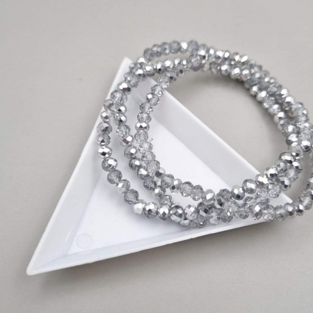 Argintiu - Margele fatetate Clear/Argintiu 3x4mm