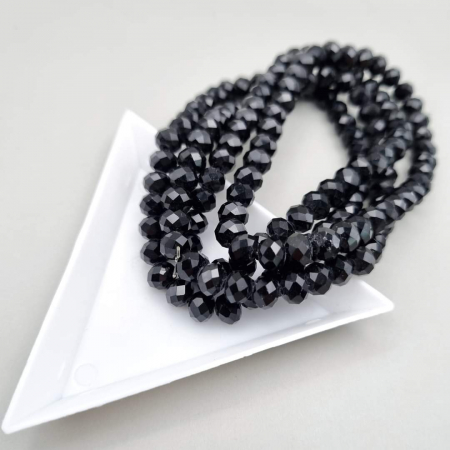 Negru - Margele fatetate Negru 6x4mm
