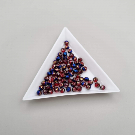 Rosu - Margele fatetate Rosu inchis/ Albastru metalizat 3x4mm