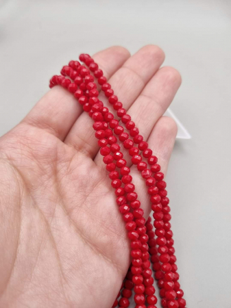 Fatetate 3x4mm - Margele fatetate Rosu opac 3x4mm