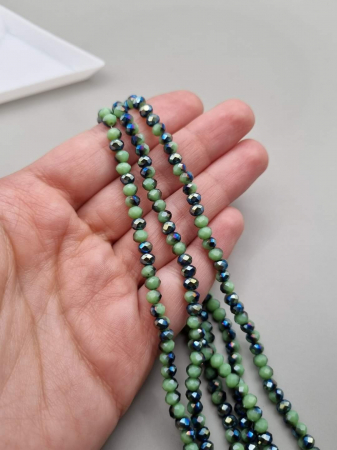 Margele - Margele fatetate Verde opac/ Verde metalizat 3x4mm