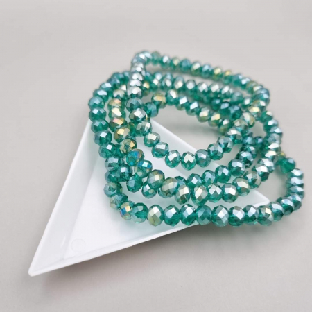 Fatetate 6x4mm - Margele fatetate Verde turcoaz AB 6x4mm