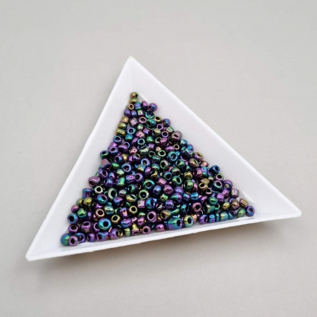 Negru - Margele nisip Negru multicolor ~3mm