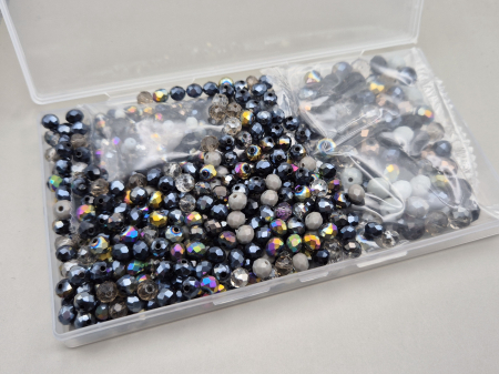 Negru - Mix margele fatetate 3x4/6x4/8x6