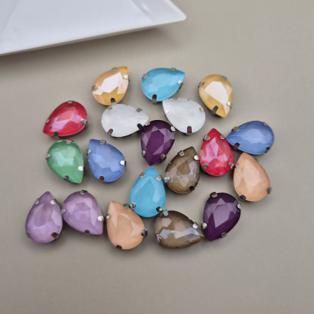 Argintiu - Mix strasuri 10x14mm jelly