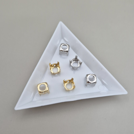 Strasuri sticla si rasina - Montura pentru stras 8mm rotund - auriu/argintiu