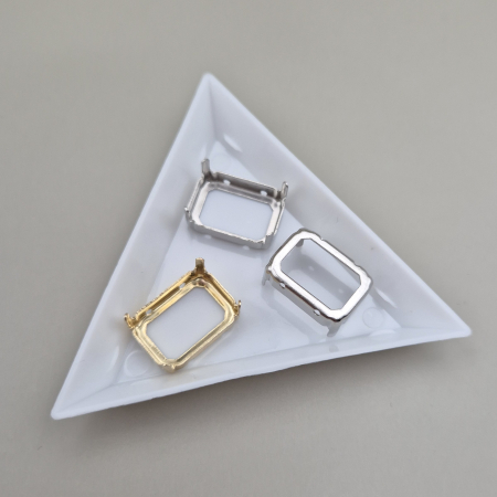 Strasuri sticla si rasina - Montura pentru stras octogonal 13x18mm auriu/argintiu