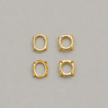 Strasuri sticla si rasina - Montura stras rotund 8mm/ oval 8x10mm auriu