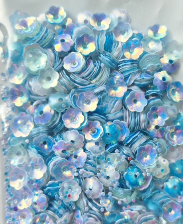 Paiete - Paiete floare cupa 6mm mix albastru AB