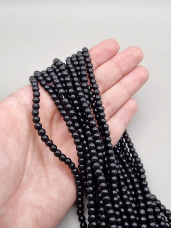 Perle sticla - Perle sticla Negru 4mm