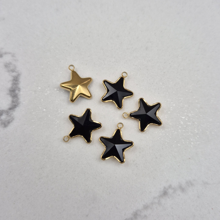 Pandantive - Stea sticla baza inox 13x15mm