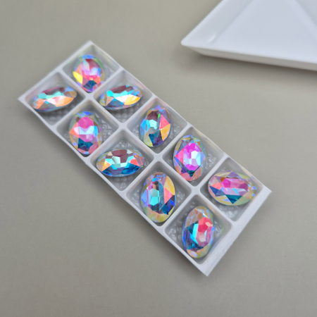 Strasuri sticla si rasina - Stras 10x14mm aquamarine ST