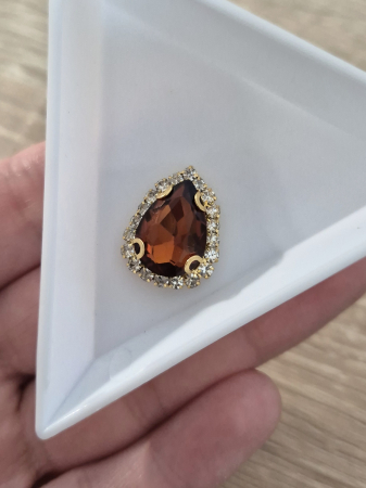 Maro - Stras 10x14mm lacrima tea color - baza aurie